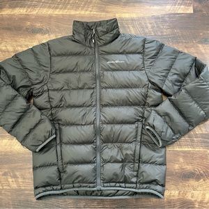 Eddie Bauer down filled black packable puffer winter coat jacket small